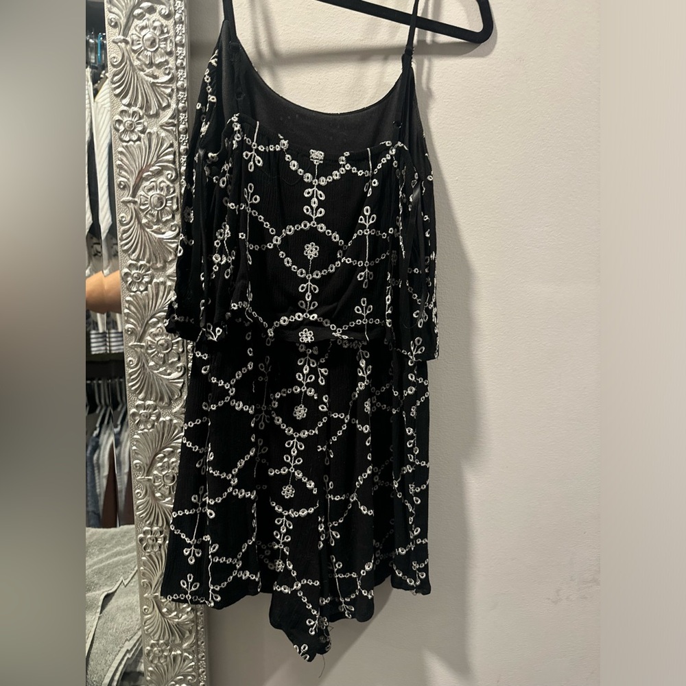 Black and White Beaded Romper